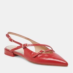 Dolce Vita Palma Wide Flats Red Crinkle Red Women's Slingback Flats